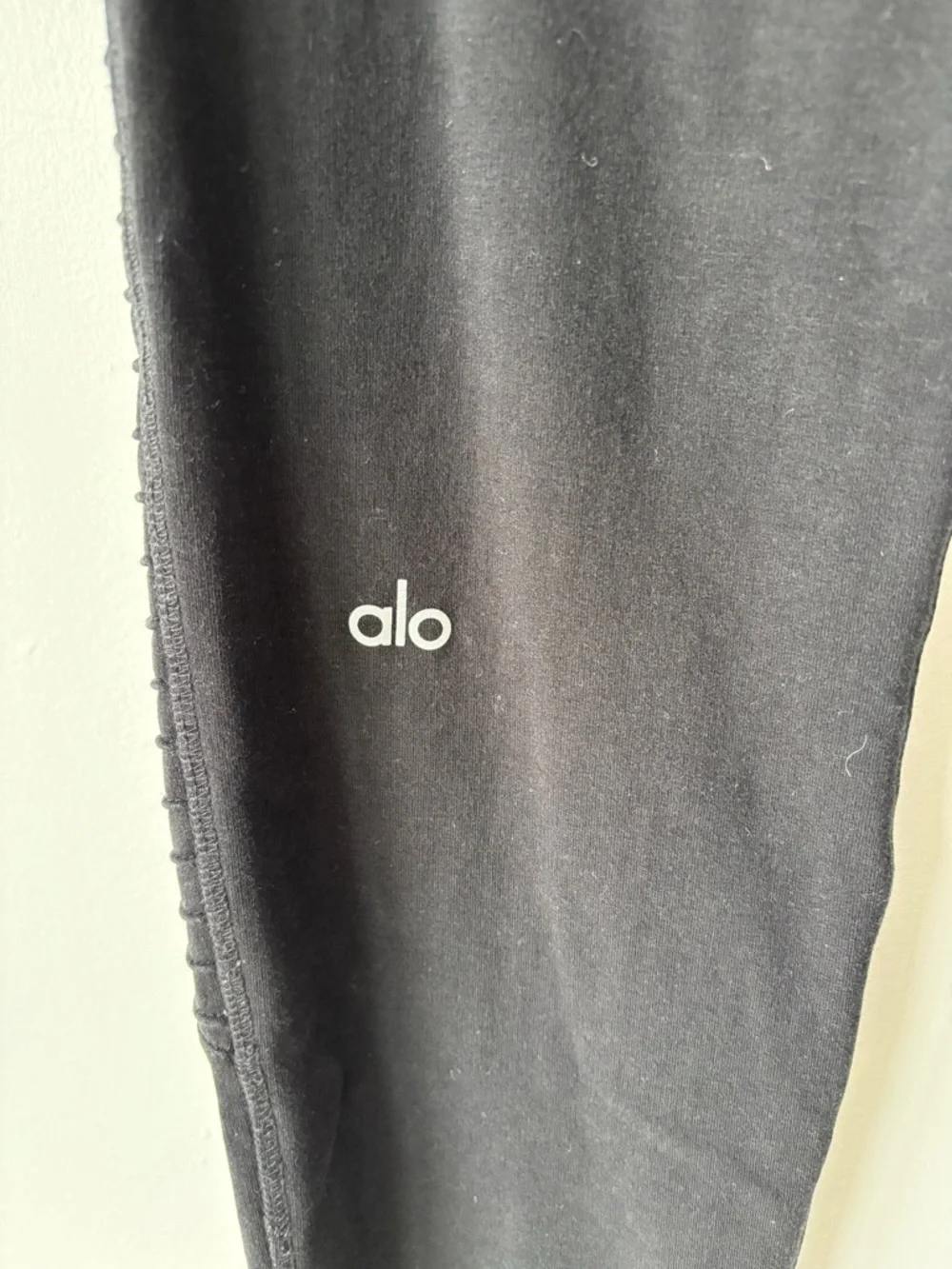 Alo Yoga Black Urban Moto Sweatpants Ribbed Joggers Drawstring Waist Athleisure